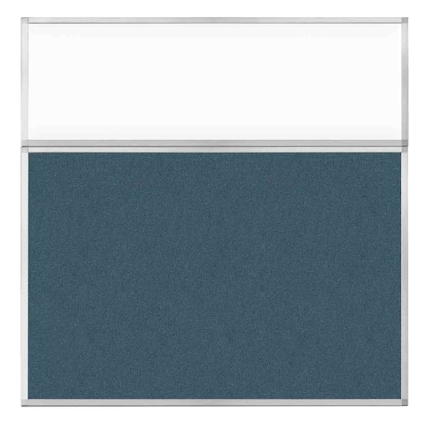 Hush Panel Configurable Cubicle Partition 6' x 6' W/ Window Caribbean Fabric Clear Window